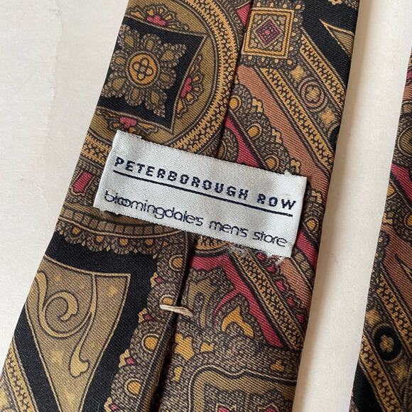 Vintage 1970s/1980s Peterborough Row 100% Silk Tie Made in USA Paisley Brown Red - Picture 3 of 8
